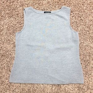 St. John Wool Blend Light Gray Sleeveless Shell Tank Top Size Large L
